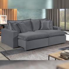 Sofá 2 Lugares Retrátil 200cm Com Almofadas M145  Cinza