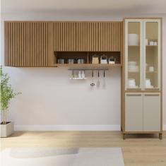 Cozinha Completa Torino Com Paneleiro Vidro Reflecta E 2 Armáreos Aéreos Cinamomo-off White