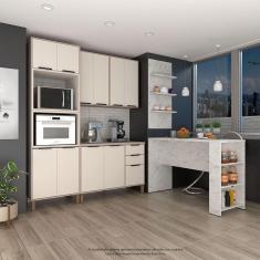 Cozinha Modulada Completa 6 Peças com Painel Bancada Gourmet e Tampo Stylo Luciane Móveis
