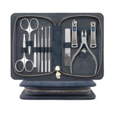 Cortador de unhas manicure pedicure conjunto tudo em 1 kit de cuidados com as unhas leve portátil, azul