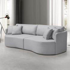 Sofá 3 Lugares Dakota Cinza Claro 188 Cm Cinza Claro