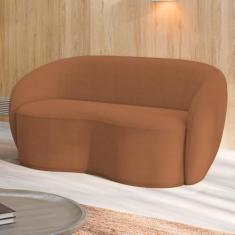 Sofá Living Decorativo 160cm 2 Lugares Íbis Encosto Fixo Bouclê Terracota G33 - Gran Belo