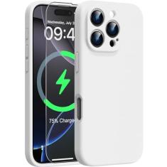Goodon Capa magnética para iPhone 16 Pro Max com protetor de tela - compatível com carregamento sem fio - proteção total da câmera - capa protetora de silicone à prova de choque para homens, mulheres