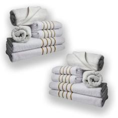 Jogo De Toalhas 12pcs - 4 Banhos 4 Rosto 4 Tapetes Branco