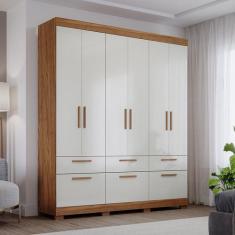 Guarda-roupa Casal 192cm 7 Portas 5 Gavetas 100% Mdf Coimbra Espresso 