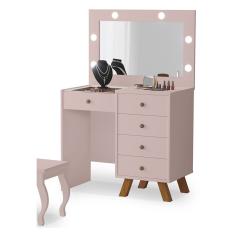 Penteadeira Camarim com Espelho e Led Luna Rosê Luapa