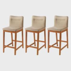 Kit 3 Banquetas em Madeira Maciça Nadir