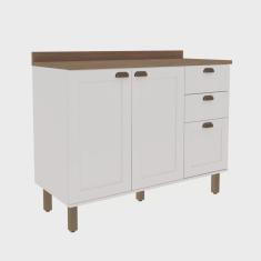 Balcão para Cozinha 2 Portas 3 Gavetas Provençais com Tampo Iluminata Genialflex