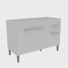 Balcão Pia Três Portas para Cozinha Branco