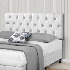 Cabeceira Box Casal Estofada 1 60 Paris com Captonê - Branco - rpm Móveis