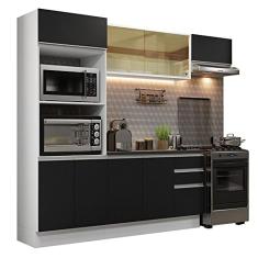 Armário de Cozinha Completa 100% Mdf 250cm Branco/preto Acordes Madesa 04