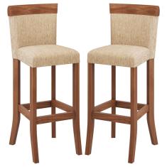 Kit 2 Banquetas Decorativas Milena Linho Cinza