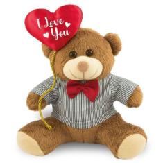 Urso de Pelúcia com Balão 30cm Anti-alérgico - Toybrink, Marrom