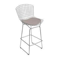 Banqueta Bertoia Cromada D60 Assento Sintético Bege Cor Bege