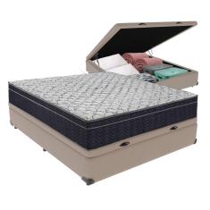 Conjunto Viúvo Cama Bege Box Baú Colchão Firme Ortobom D45 Bege