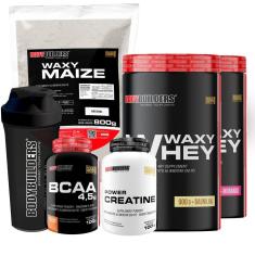 Kit 2x Whey Waxy Whey 900g + BCAA 100g + Creatina 100g + Waxy Maize 800g + Coq - Bodybuilders-Unissex