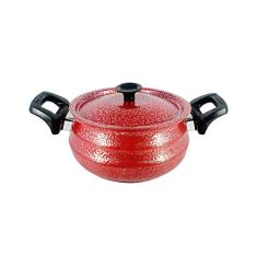 Panela Bojuda Alumínio Fundido Craqueada Alça Baquelite Vermelha N04