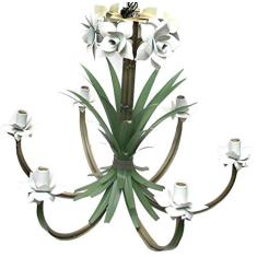 Lustre para Sala de Jantar com Flores Folhas Rústico para 06 lâmpadas