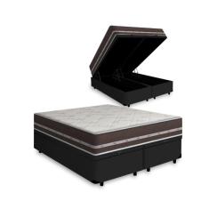 Cama Box com Baú Queen + Colchão de molas - Anjos - Classic Superlastic 158cm