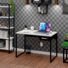 Mesa De Escritório Escrivaninha Industrial 1 Gaveta 100cm Branco