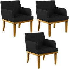 Kit 03 Poltronas Decorativa Para Sala de Estar Base Mel Beatriz W01 Co