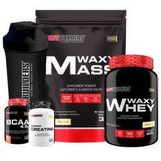Kit Waxy Mass 3kg + Waxy Whey 900g + Power Creatina 100g + BCAA 100g +