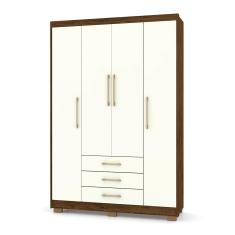 Guarda Roupa Solteiro 4 Portas E 3 Gavetas Valência Imbuia/champanhe - Pallazio