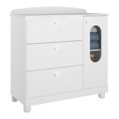 Cômoda Infantil Fofura 1 Porta E 3 Gavetas Branco - Permóbili Baby Branco