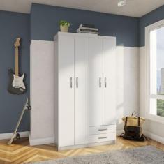 Guarda-Roupa Solteiro Parma 4PT 2GV Branco