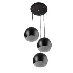 Lustre Pendente Aluminio Bola Triplo 15cm Preto