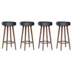 Kit 4 Banquetas Moderna Alta Roma Slim Asfalto 70cm