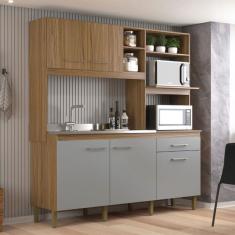 Cozinha Compacta 5 Portas 1 Gaveta Ipê/Griseo - Decibal
