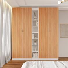 Guarda-roupa Modulado 4 Portas 3 Peças Hera Cabecasa Madeiramadeira Branco Geada/Louro/Cinza