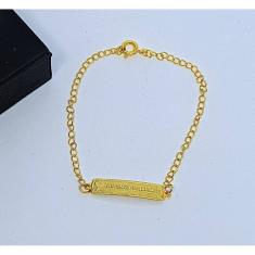 Pulseira Infantil Bebê menina Menino com Plaquinha Lisa Frase Anjinho da Mamãe Folheado Ouro Dourado Antialérgico