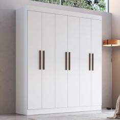 Guarda-roupa New Xangai 6 Portas 2 Gavetas Internas Branco