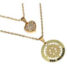 Colar Cordão Profissão Engenharia Mecânica Folheado 18k