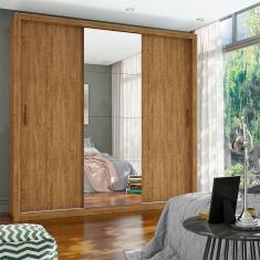 Guarda Roupa 3 Portas de Correr com Espelho Central Conquista Plus