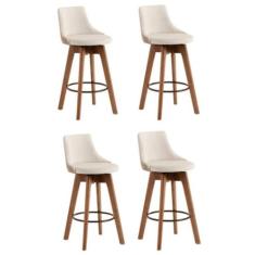 Conjunto 4 Banquetas Copa Gourmet Design-Linho bege - GAT MAGAZINE