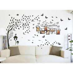 Adesivo Decorativo Porta Foto Família e Árvore e Borboletas