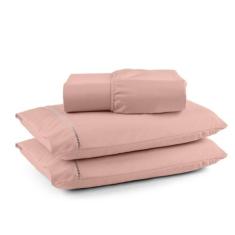 Jogo Lençol King 400 Fios 3 Peças Ponto Palito Com Elástico Ideal Para