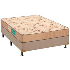 Cama Box Casal: Colchão Espuma D33 Polar Pérola + Base crc Suede Clean(138x188)