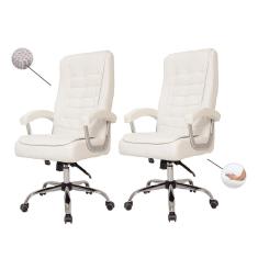 Kit 2 Cadeiras de Escritório Presidente Big Pillow Top Branca