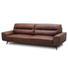 Sofá 3 Lugares Para Sala Living 236cm Niton L08 Couro Marrom - Mpozenato
