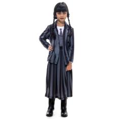Fantasia Wandinha Infantil Uniforme Cinza Colegial Halloween - Sulamer