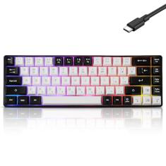 Guiheng Teclado para jogos portátil com fio 60% mecânico, retroiluminado por LED RGB compacto, 68 teclas, mini teclado de escritório com fio com interruptor vermelho para Windows, laptop, PC, Mac