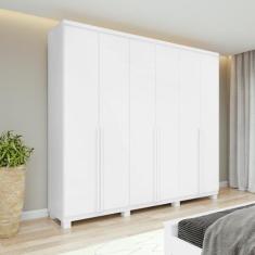 Guarda-Roupa Casal Alonzo 6 Portas 4 Gavetas Branco - Móveis Lopas