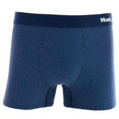 Cueca Boxer Risca de Giz Mash Masculina Microfibra Elástico, Azul escu