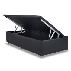 Cama Box Baú Ortobom Couríno Nero Black Solteiro - 0,88x1,88x0,35