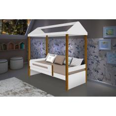 Cama Casa Sara Branco/Mel com colchão