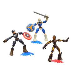 Kit Marvel Avengers Bend and Flex - Homem de Ferro, Capitão América e Treinador - E9198 - Hasbro